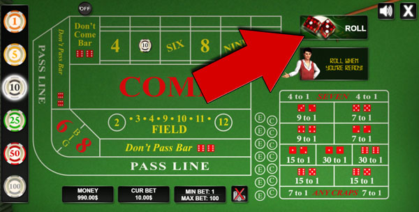 Craps Online game screen 4