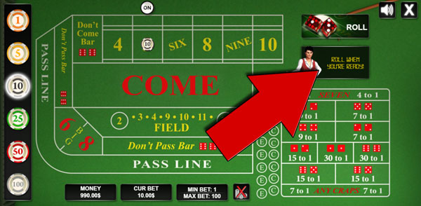 Craps Online game screen 7