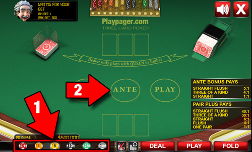 Mise au Poker à 3 cartes